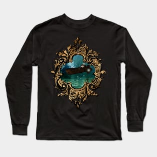 Awesome submarine in the deep ocean Long Sleeve T-Shirt